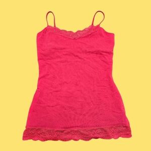 Women's Red Lace Trim Cami Top